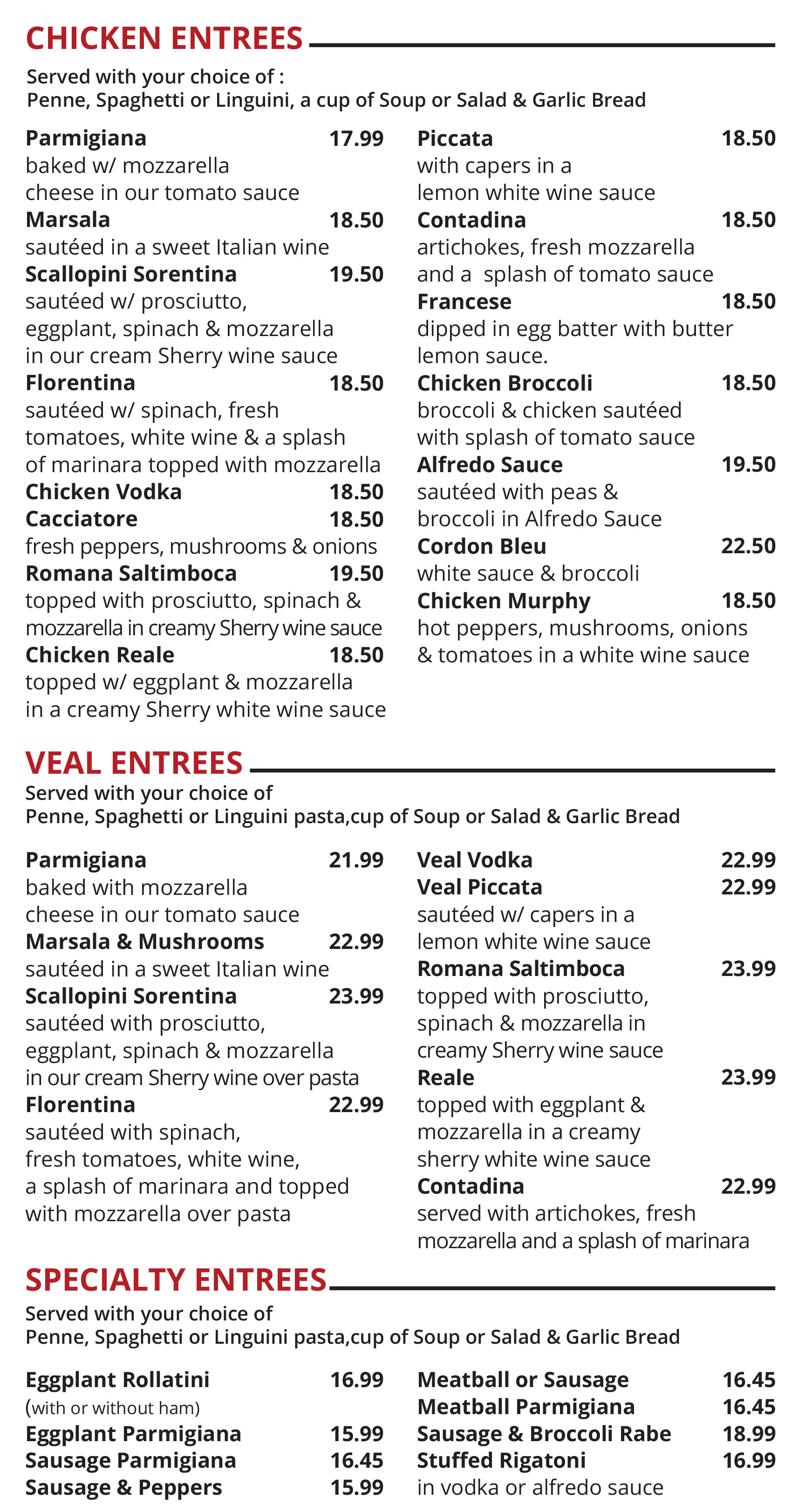 entrees